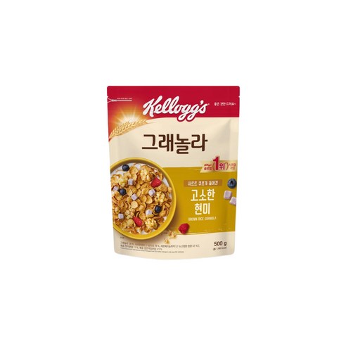 켈로그 고소한 현미 그래놀라 사르르 큐브 시리얼, 500g, 1개