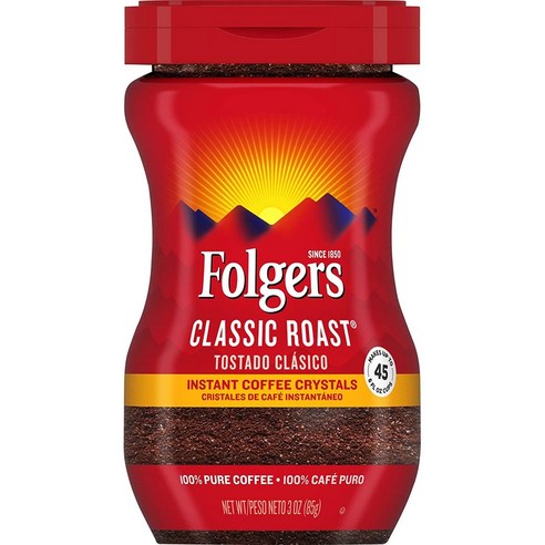 폴저스 인스턴트 커피 크리스탈 클래식 로스트, 1개입, 1개, 85g