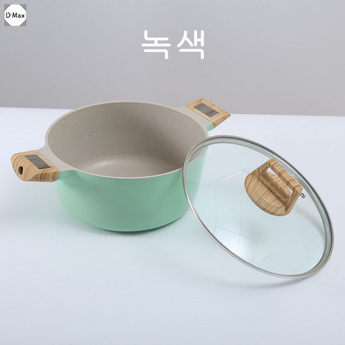 D-Max 라면냄비 다용도냄비 가스인덕션 겸용냄비 맥반석 단열 휴대용냄비 음식이 눌어붙지 않아요, 녹색, 24cm