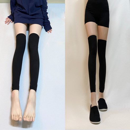 아일리브 발토시 레그 워머 무릎 보온 레깅스 스타킹, 블랙+블랙