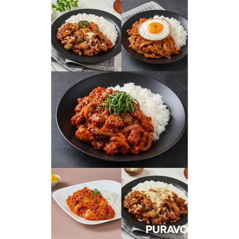 푸라보 즉석 밀키트 제육+치즈핫치킨+참치김치+쭈꾸미불고기+안동찜닭 덮밥PRO3.0, 190g, 10개