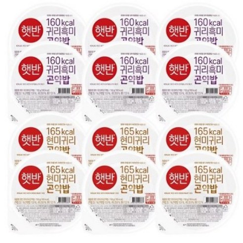 햇반 귀리흑미곤약밥 *6개 + 현미귀리곤약밥*6개, 150g, 12개