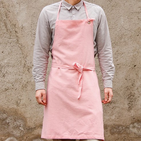 GU 앞치마 홈 주방 린넨 코트 요리 베이킹 케이크 우유 차 숍 남자 작업복 귀여운 일본식 여성 맞춤형, 핑크