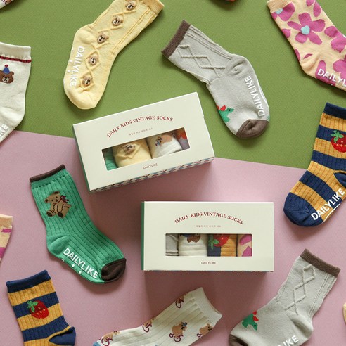 빈티지 감성으로 아이의 하루를 특별하게, 데일리 키즈 빈티지 삭스 4P 세트