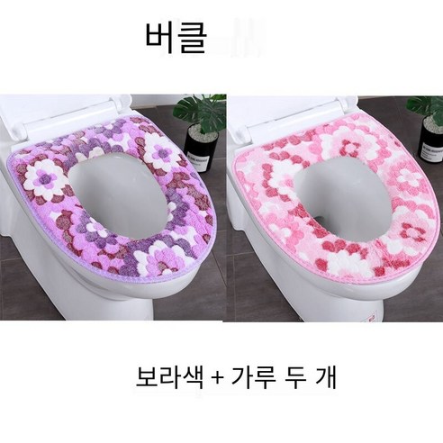 화장실 쿠션 화장실 매트 범용 화장실 커버 화장실 매트 방수 화장실 매트 화장실 매트 두꺼운 화장실 매트, 큰꽃보라색+핑크[스티커스타일]