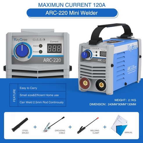소형레이저용접기 휴대용 스폿 스팟용접기 Keygreen-ARC-220 미니 유로 품질 120A 아크 용접기 단상 220V 인버터 MMA, 01 ARC-200 Mini