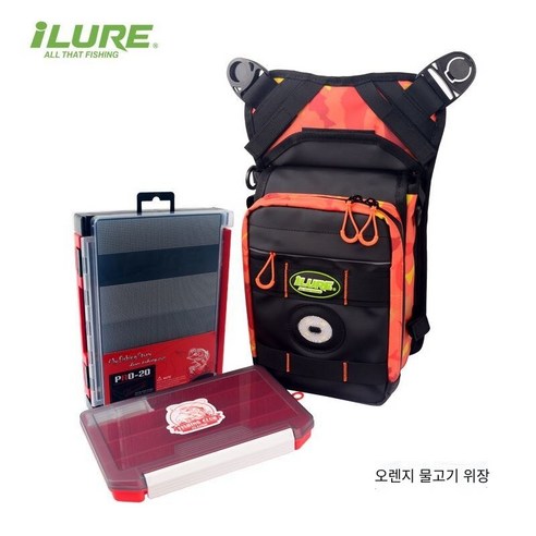 MOHEGIA 낚시 가방 다기능 루야 가방 대각선 가방 허리 가방 다리 가방 방수 낚시 가방 보조 가방, 오렌지 물고기 위장