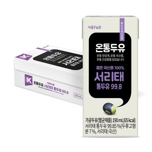 서울에프엔비 온통두유 서리태통두유 99.8 190ml, 24개