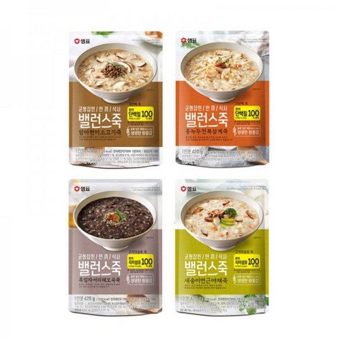 샘표 밸런스 즉석죽 420g x 6, 소고기죽 420g x 2 + 전복삼계죽 420g x 2, 6개