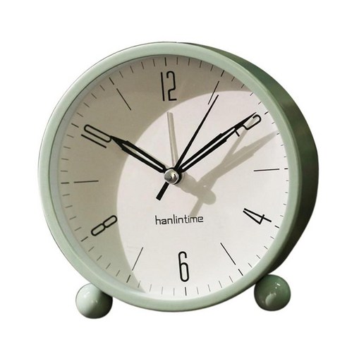 백라이트 배터리로 작동되는 여행 시계가있는 4 ''''라운드 비 똑딱 유럽 스타일 아날로그 알람 시계 의, 녹색, 금속