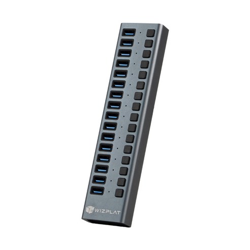 위즈플랫 WIZ-H160S 16포트 유전원 USB허브 USB3.2 Gen2 96W 충전 전원개별스위치