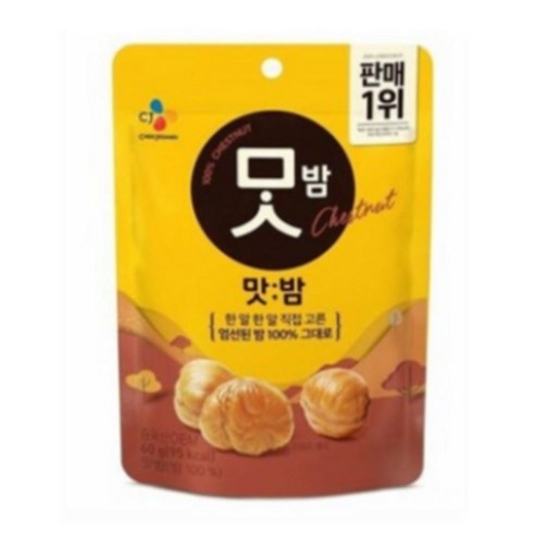 CJ 맛밤 안주 간식 군밤 약밤, 60g, 6개