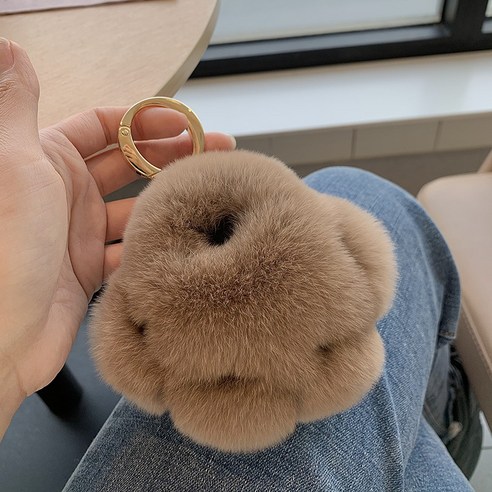 [곰발 볶음] 달토끼 털 가방 액세서리 귀엽다 자동차 열쇠고리 액세서리 생일 선물녀, 다크 카키