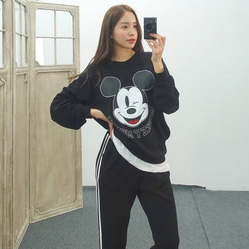 펀미키 레이어드 맨투맨 두줄 조거 상하 트레이닝세트