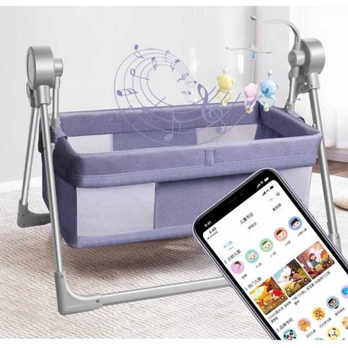 전동바운서 베이비 스윙 침대 요람 아기 의자 쉐이커, 리모컨 핑크
