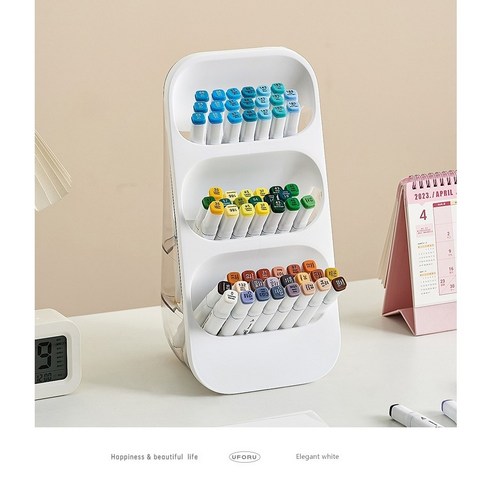 펜앤피스 대용량 다용도 수납 3단 연필꽂이 13 x 16.1 x 33.4 cm, 1개, 화이트