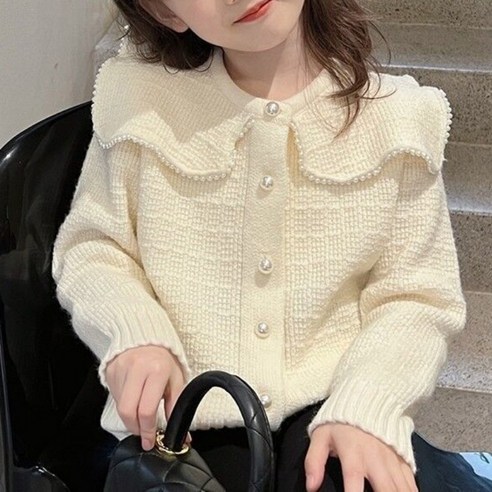 구빠방 여아 진주 빅프릴 가디건