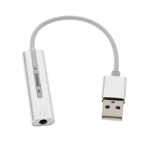 USB 3.5mm 마이크 헤드폰 스테레오 헤드셋 오디오 어댑터 사운드 카드, 실버, 190x14x7mm, 플라스틱