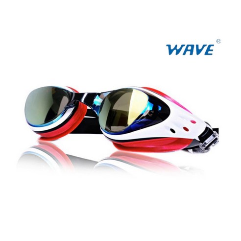 런디 WAVE 미러 수경 반사 물안경 수영 용품 LS01, 레드, 1개