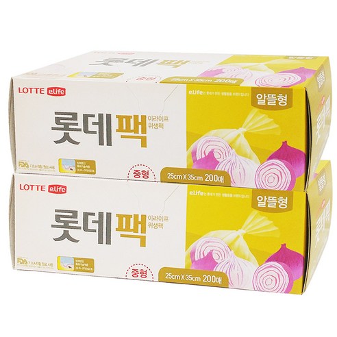 롯데이라이프 위생백 알뜰형, 200매, 2개