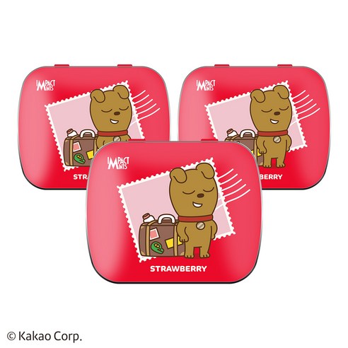 카카오 프렌즈 민트 캔디 딸기 임팩트 무설탕 사탕, 3개, 15g