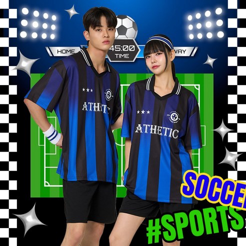 싸커 엠블럼 풋볼져지 블루블랙 남여공용 블록코어 축구반티
