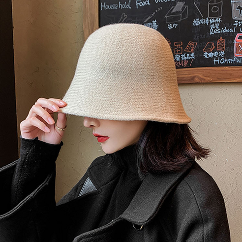 루이블룸 겨울 여성 울 버킷햇