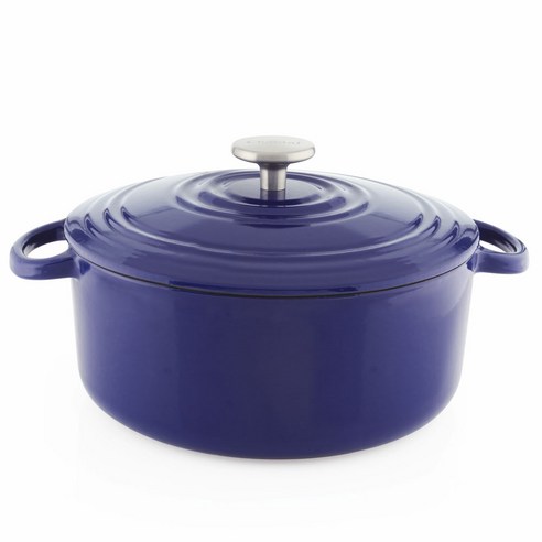 찬탈 라운드 캐스트 아이언 더치 오븐 양수냄비, Cobalt Blue, 4.7L