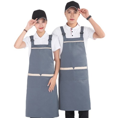 ANKRIC 방수앞치마 앞치마 카고 포켓 앞치마 내장 패션 제인작업복을 예약하다., 실버 그레이