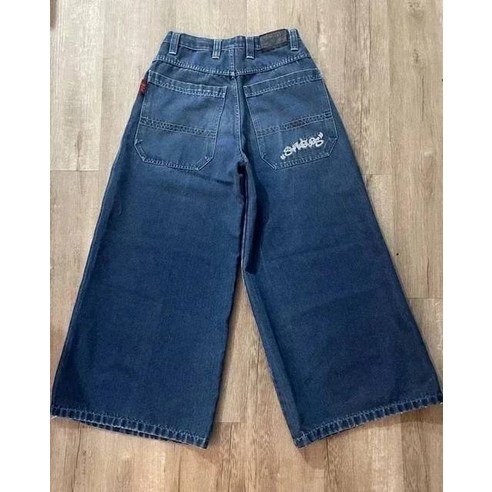 남녀공용 레트로 하라주쿠 JNCO 블루 헐렁한 청바지 Y2k 스트리트웨어 힙합, L, 6