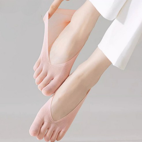 데브 안벗겨지는 여성 발가락 양말 덧신, 5개, 핑크