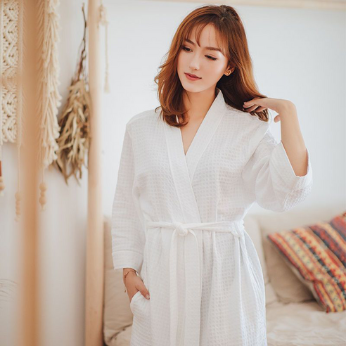 이이엘 여성 골프 샤워가운 골프장 목욕가운 샤워로브, 1개, 화이트