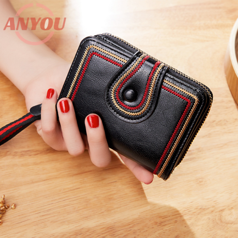 ANYOU ANYOU women wallet 복고풍 지퍼형 카드수납 여성 반지갑 다용도 오르간형 카드지갑 여성지갑