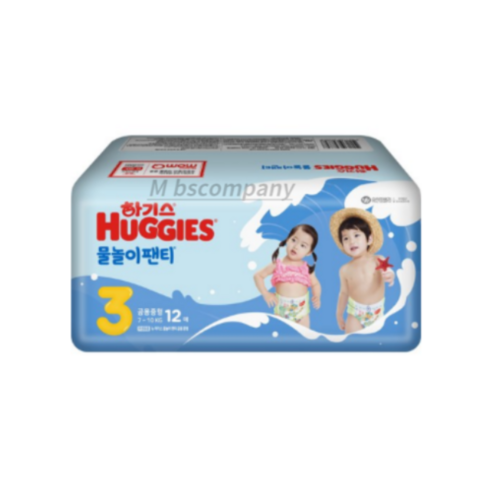 하기스 NEW 물놀이 팬티 기저귀 유아용 중형 3단계(7~10kg), 3단계, 12매