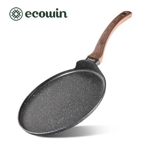Ecowin 프라이팬 크레페 팬케이크 IH 인덕션 팬 해물전 파오차이전 25cm 주방용품, 1개, 검은색