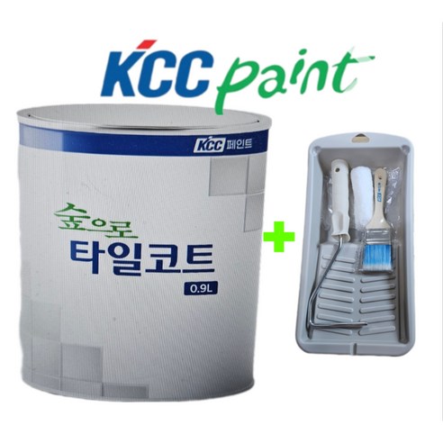 kcc 화장실 타일 페인트 풀세트 ( 무독성 화장실 주방 타일 페인트) 회색 화이트 0.9l, 1개, 900ml 화장실리모델링