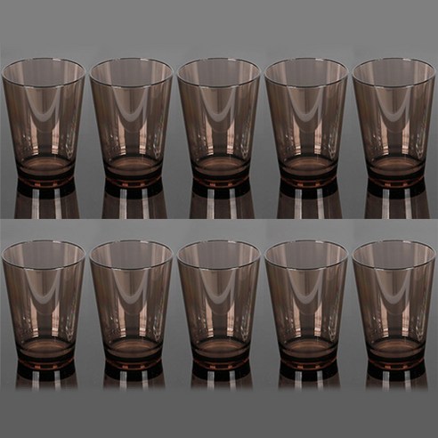 업소용 PC 라운드 물컵 200ml 플라스틱컵 R80, 10개, 브라운