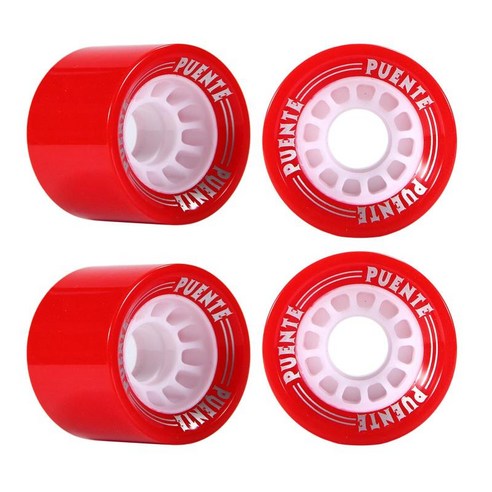 4 피스 스케이트 보드 휠 70x51mm 교체 롱 보드 휠 베어링과 스페이서 세트, 빨간, PU