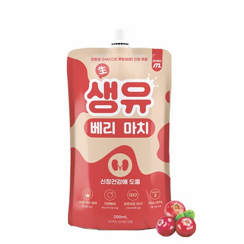 수의사가 만든 마이베프 국산 무항생제 생유베리마치 강아지 고양이 펫밀크 200ml x 5개, 크랜베리맛