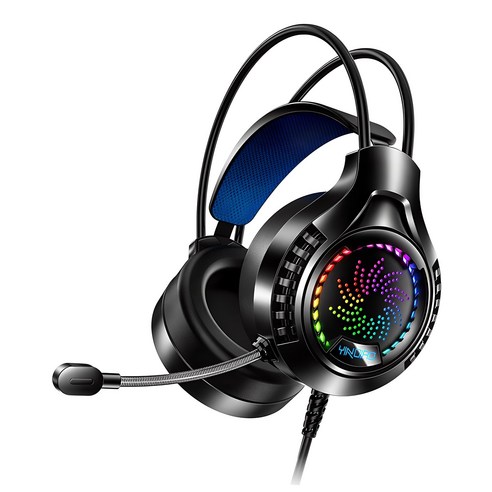 스피세프 USB 7.1 RGB 서라운드 컴퓨터 게이밍 마이크 헤드셋, 블랙