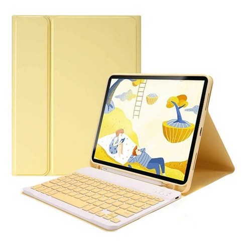 YiLe 애플펜슬거치가능 다이어리형 태블릿PC 케이스 + 블루투스 키보드 + 터치팬슬 세트, 핑크, 화이트
