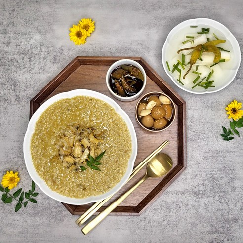 맛있는 전복죽의 편리함과 영양가를 즐기세요.