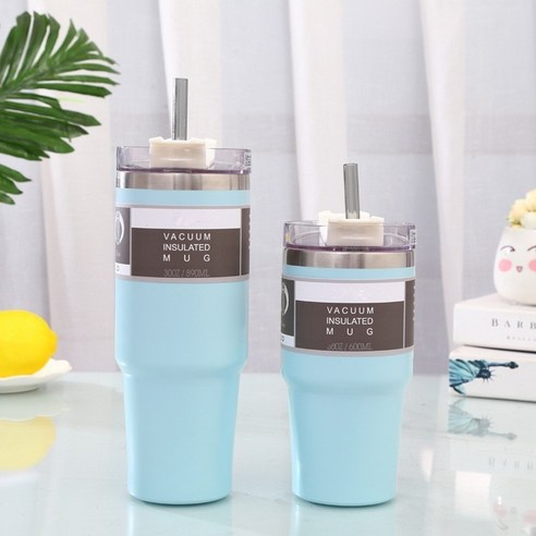 ZZJJC 아이디어 보온병 아이디어 텀블러 아웃도어 보온병, 연푸르다, 20oz