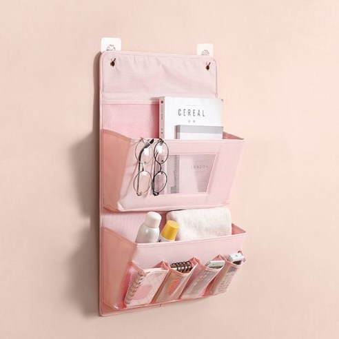 다용도 걸이식 수납 정리 가방 간편 설치, 핑크, 2단
