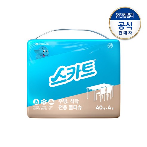 스카트 번들팩 주방 식탁 전용 물티슈 40매X4입/160매, 4개