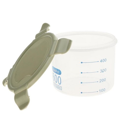 시리얼 보관 용기 측면 잠금 뚜껑 식품 보관 시리얼 디스펜서, 녹색 600ml, 플라스틱