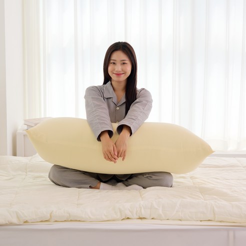 끌어안기 딱 좋은 크림 사각 바디필로우 방수형, 데이지 옐로우