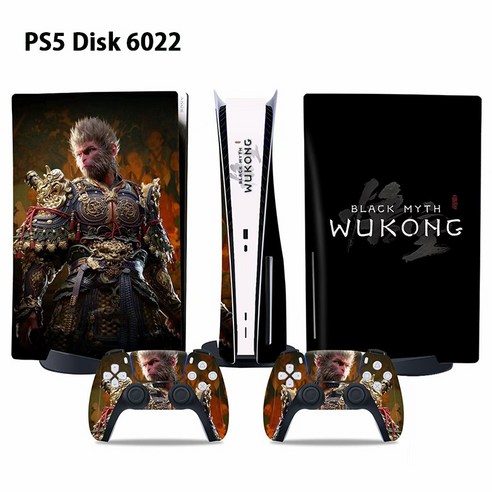 PS5 / PS5 Slim 검은신화 오공 스티커 콘솔 + 컨트롤러 스티커, 1세트, PS5 Disk 6022