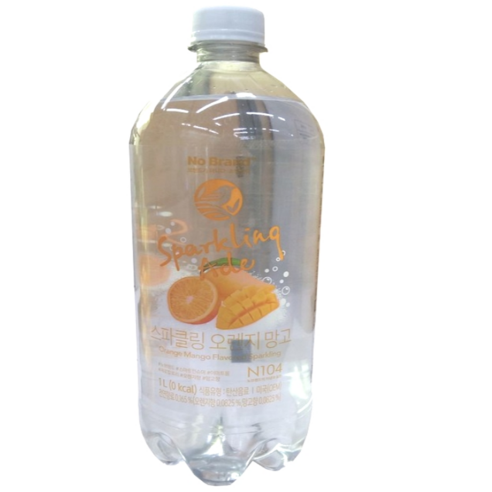 노브랜드 스파클링 오렌지 망고 탄산 음료, 4개, 1L