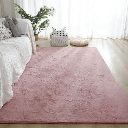 수입카펫 밝은 회색 모피 카펫 슈퍼 소프트 인조 토끼 러그 미끄럼 방지 바닥 매트 세탁 가능 침실 거실 장식